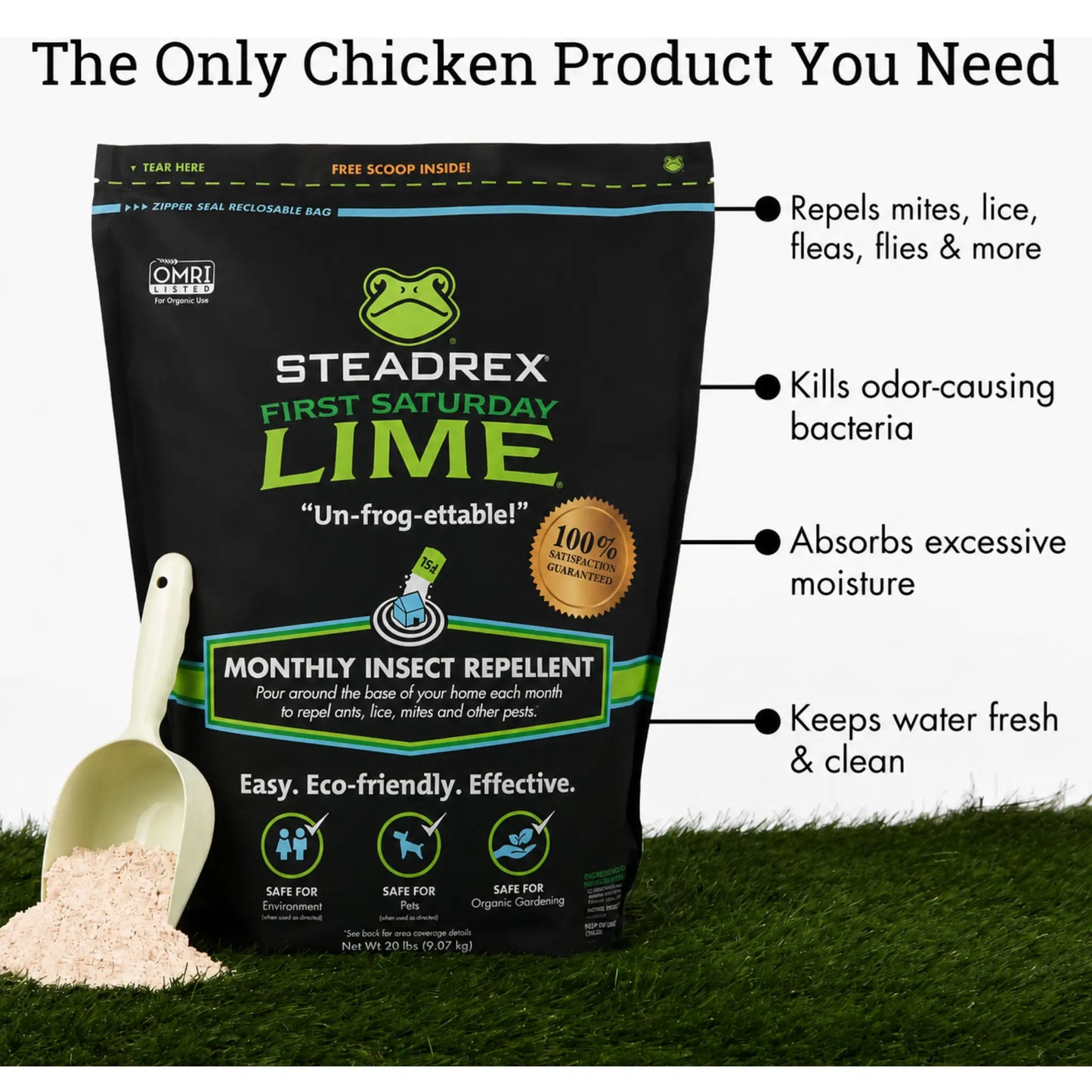 STEADREX Lime Insect Deterrent  | Monthly Insect Barrier | Multi-Purpose Natural Repellent for Outdoors | Deters Ants, Ticks, Fleas & Others - 100G