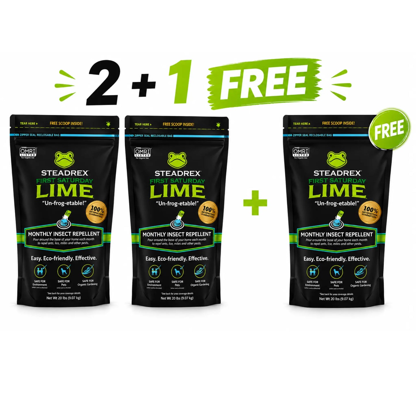 STEADREX Lime Insect Deterrent  | Monthly Insect Barrier | Multi-Purpose Natural Repellent for Outdoors | Deters Ants, Ticks, Fleas & Others - 100G