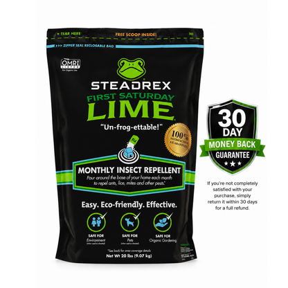 STEADREX Lime Insect Deterrent  | Monthly Insect Barrier | Multi-Purpose Natural Repellent for Outdoors | Deters Ants, Ticks, Fleas & Others - 100G