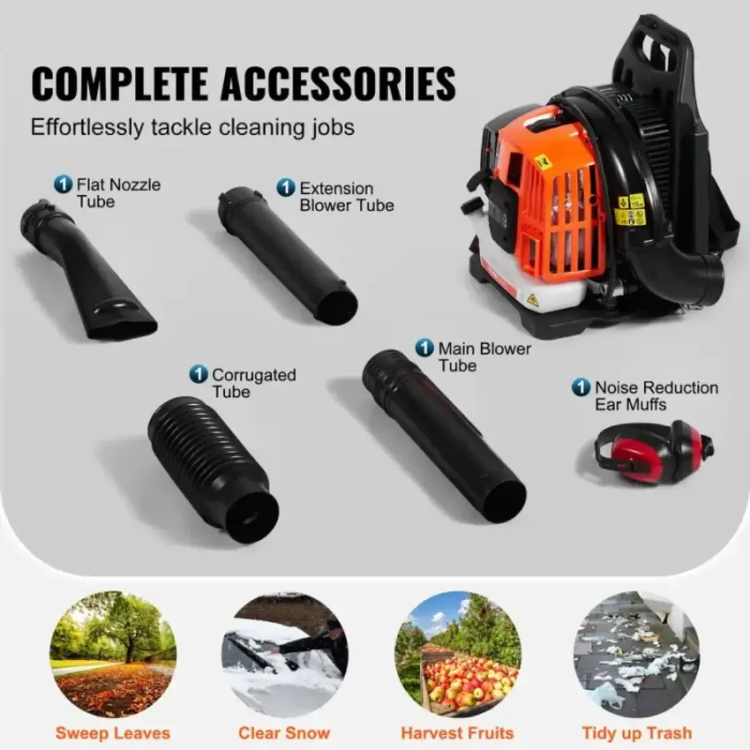 Steadrex Gas Leaf Blower 52CC Backpack Snow Blower 2 Stroke with Fuel Tank 1.37L Air Volume 480CFM for Lawn Care, Leaf Cleaning, Snow Removal