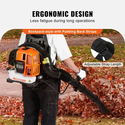 Steadrex Gas Leaf Blower 52CC Backpack Snow Blower 2 Stroke with Fuel Tank 1.37L Air Volume 480CFM for Lawn Care, Leaf Cleaning, Snow Removal