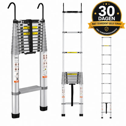 Steadrex 2.6M Uitschuifbare Aluminium Ladder – Extra Sterk, Compact Opvouwbaar Ontwerp, Ideaal voor Thuisgebruik, Dakwerkzaamheden, Campers en Buitenklussen.