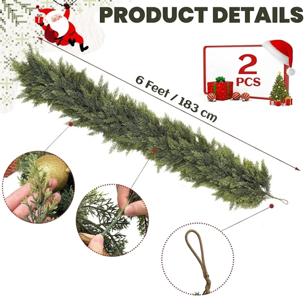 2 Pack Forever Fresh Cedar Garland – Real-Touch 6FT