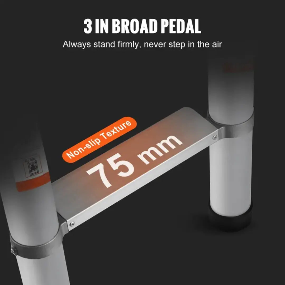 Steadrex 13FT Telescoping Ladder, Heavy Duty Aluminum Extension Ladder, Compact Foldable Multi-Purpose Ladder for Home, Roof, RV & Outdoor Use