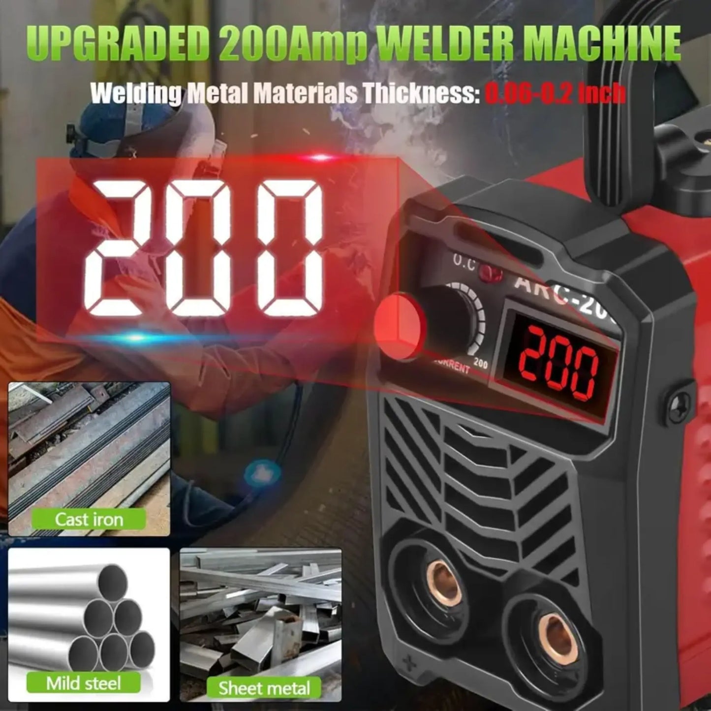 Sistema de soldadura completo Steadrex QuickWeld - Máquina de soldar portátil de 110 V con arranque en caliente, fuerza de arco y antiadherente, incluye 20 varillas y 2 martillos de chip