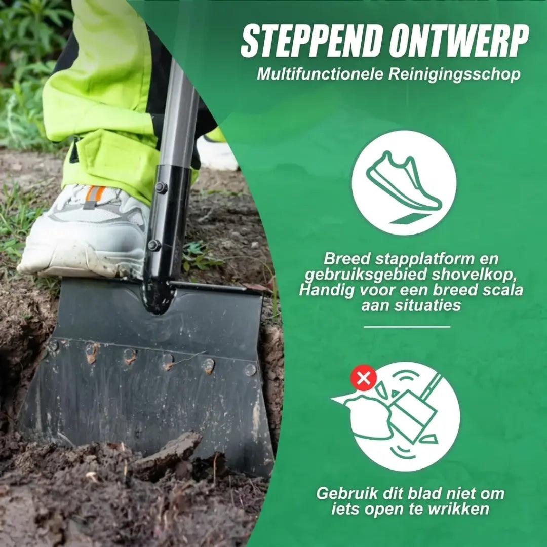 Steadrex Multifunctionele Tuinschop met Steel 200 cm, Tuinreinigingsschop 32 cm, Tuinschop voor Onkruid Wieden, Platte Stalen Schop voor Mos, Sneeuwruimen, Reinigen van Boerderijen