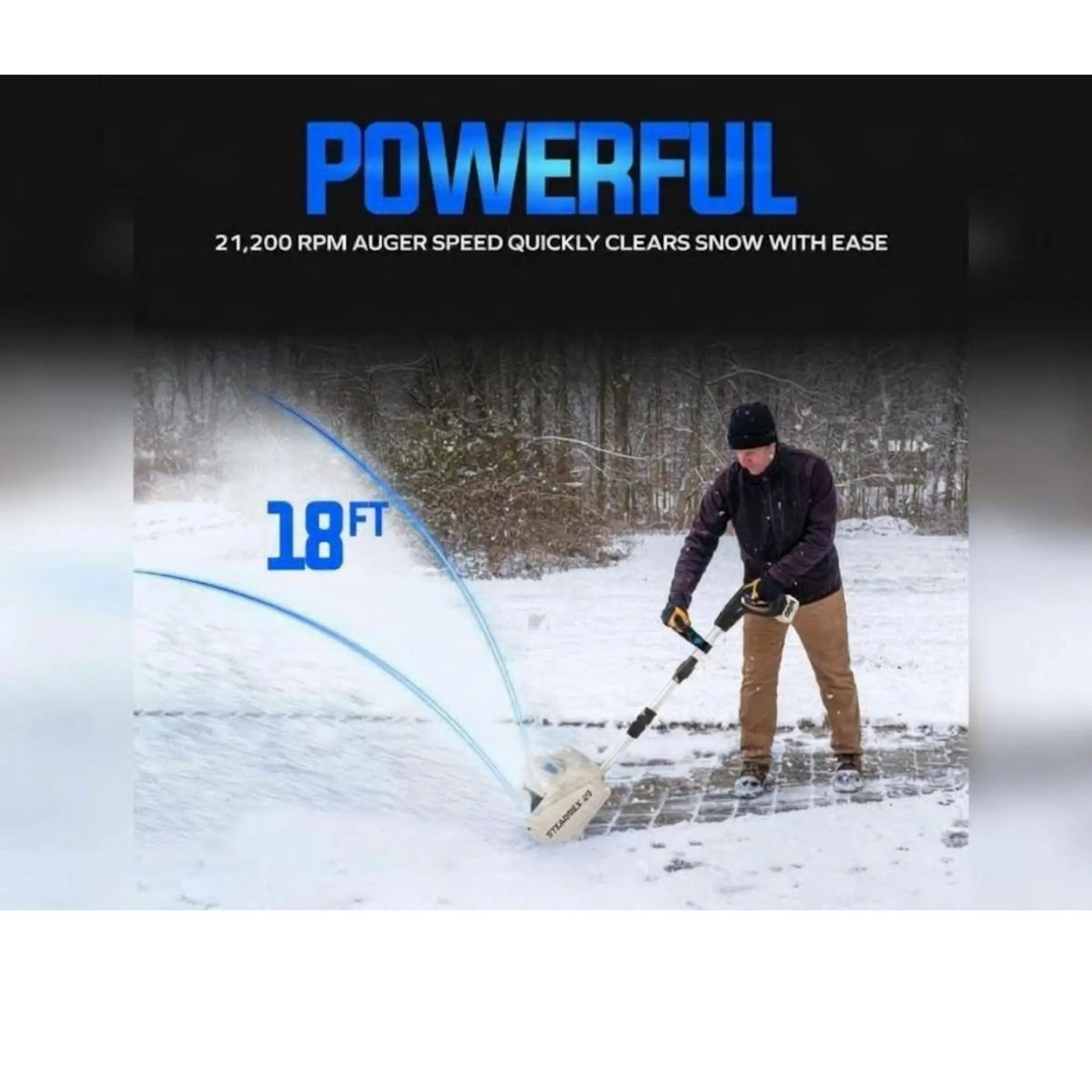 Steadrex X20 SERIES Electric Snow Shovel 900W Brushed Motor 20V Cordless Snow Blower Powered Handheld Snow Thrower + FREE BATTERY + FREE CHARGER
