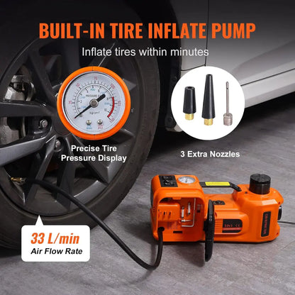 Gato hidráulico eléctrico STEADREX EasyJack™ 5T de 12 V, kit de emergencia completo