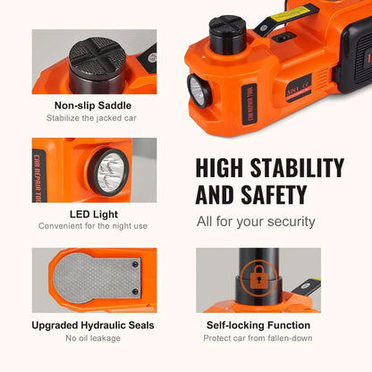 Gato hidráulico eléctrico STEADREX EasyJack™ 5T de 12 V, kit de emergencia completo