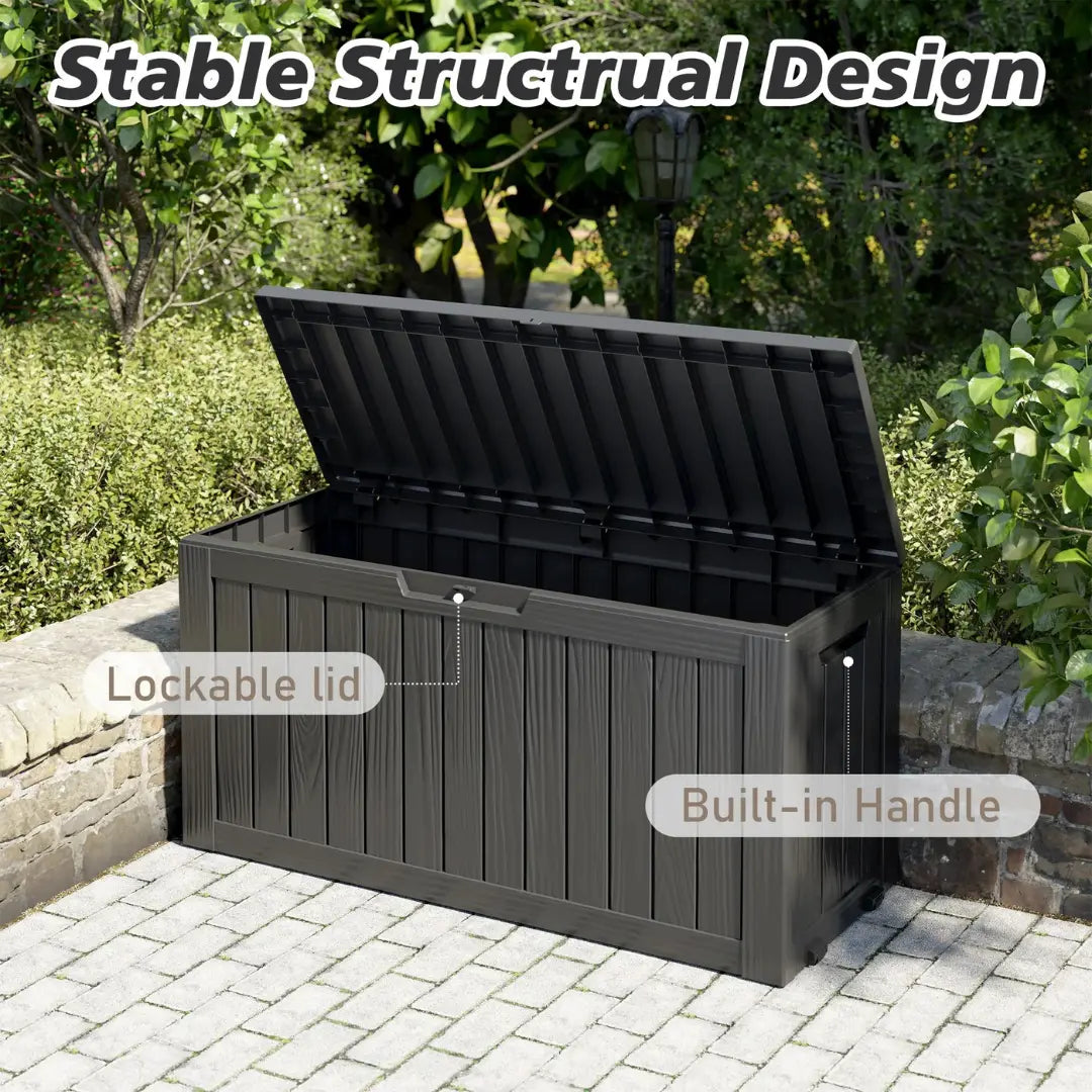 Outdoor Storage Bin, 75 Gallon , Resin Material, Waterproof & UV-Resistant, Organizer for Garage, Warehouse, and Patio