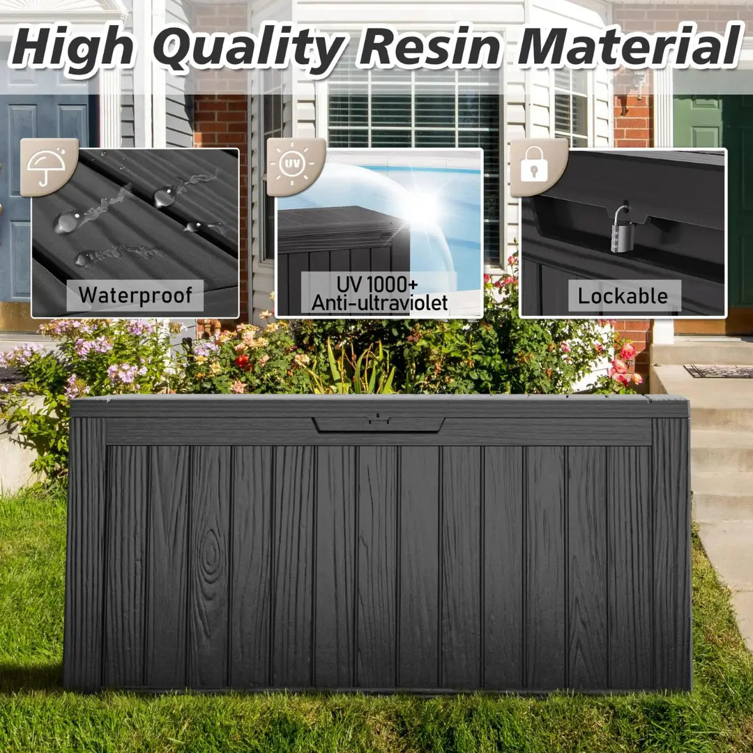 Outdoor Storage Bin, 75 Gallon , Resin Material, Waterproof & UV-Resistant, Organizer for Garage, Warehouse, and Patio