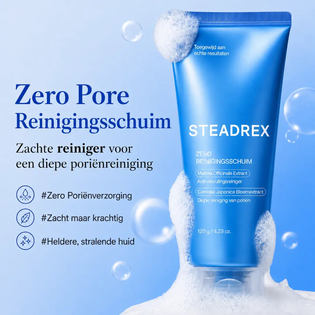 STEADREX Facial Cleanser Zero Foam Cleanser | Daily Gentle Cleansing Foam for Sensitive Skin | Excess Sebum Control, Hydration, Pore Minimization | Korean Skincare, 4.23 oz