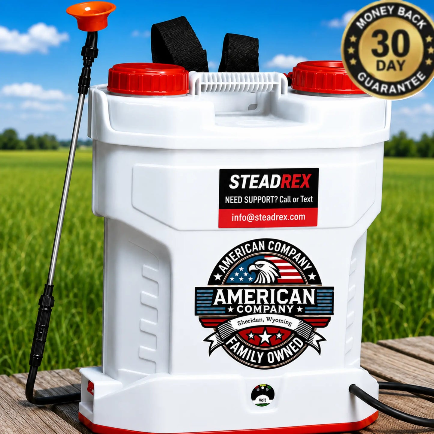 STEADREX F91 Backpack Sprayer with Cart, Adjustable Pressure 0-94 PSI, 15L Wheeled Tank, with 8 Nozzles, 2 Rods, Wide Mouth Lid for Garden, Weeding, Spraying, Cleaning