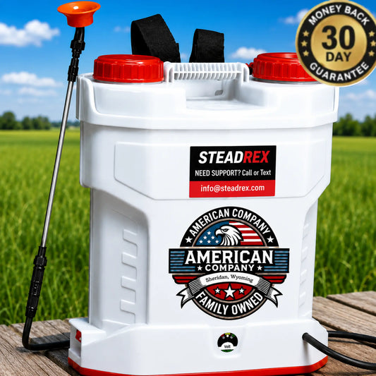 Pulverizador de mochila STEADREX F91 con carro, presión ajustable 0-94 PSI, tanque con ruedas de 15 L, con 8 boquillas, 2 varillas, tapa de boca ancha para jardín, deshierbe, pulverización, limpieza