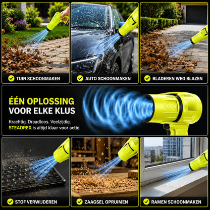 STEADREX R3 Pro Draadloze Bladblazer met Krachtige TurboVentilator, Borstelloze Motor van Zuiver Koper, Inclusief Accu – Superkrachtige Jetblower
