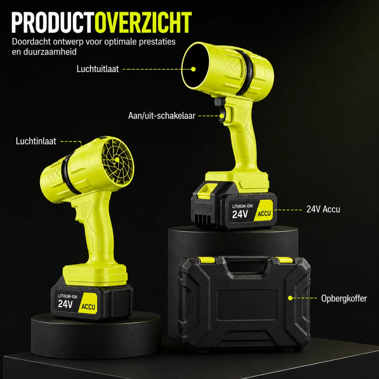 STEADREX R3 Pro Draadloze Bladblazer met Krachtige TurboVentilator, Borstelloze Motor van Zuiver Koper, Inclusief Accu – Superkrachtige Jetblower
