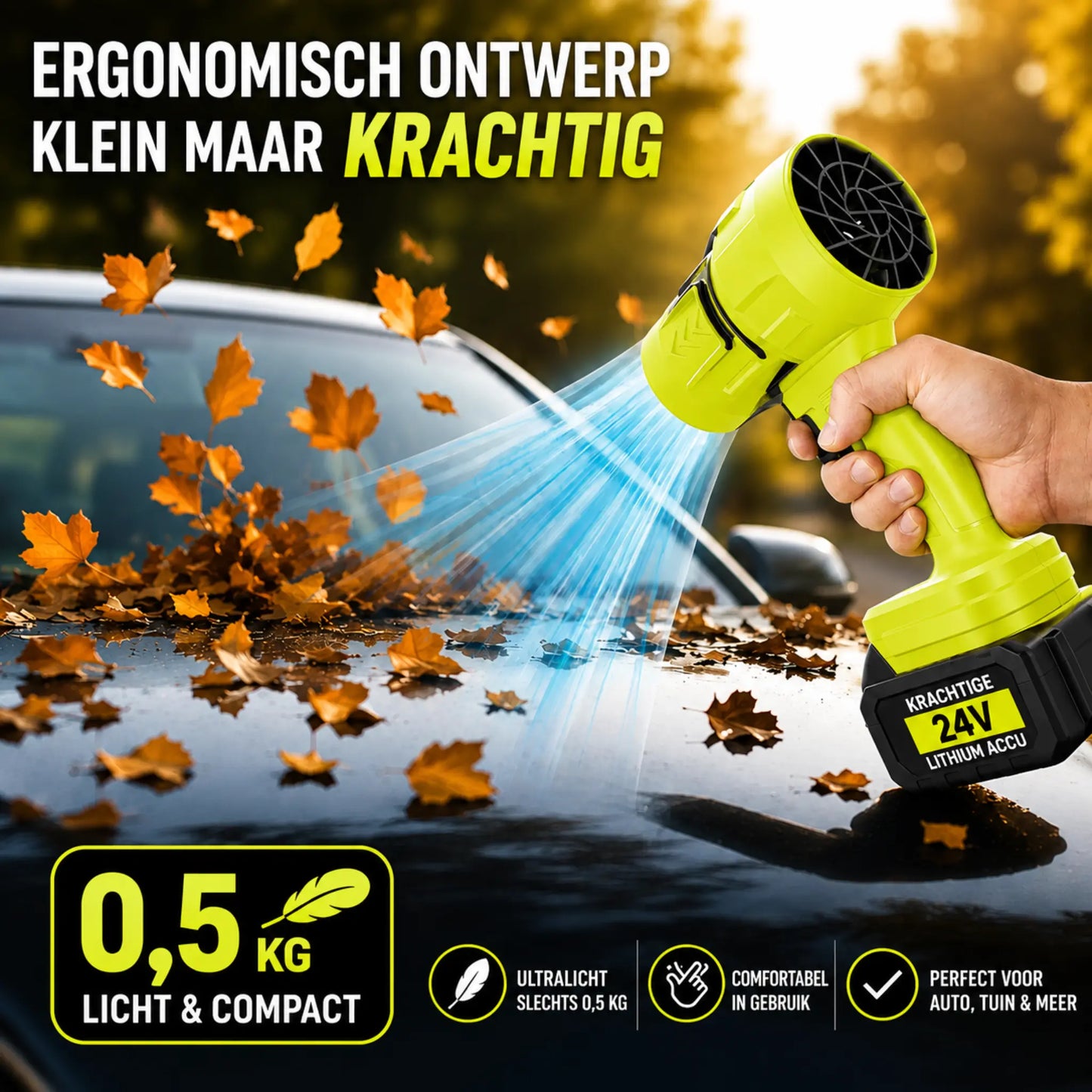 STEADREX R3 Pro Draadloze Bladblazer met Krachtige TurboVentilator, Borstelloze Motor van Zuiver Koper, Inclusief Accu – Superkrachtige Jetblower
