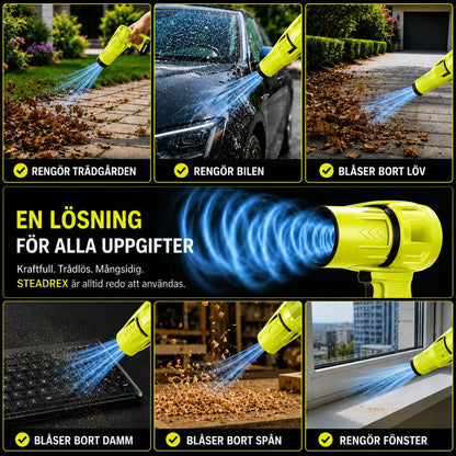 STEADREX R3 Pro Trådlös Lövblåsare med Kraftfull Turbofläkt, Borstlös Motor i Ren Koppar, Inklusive Batteri – Superkraftig Jetblåsare