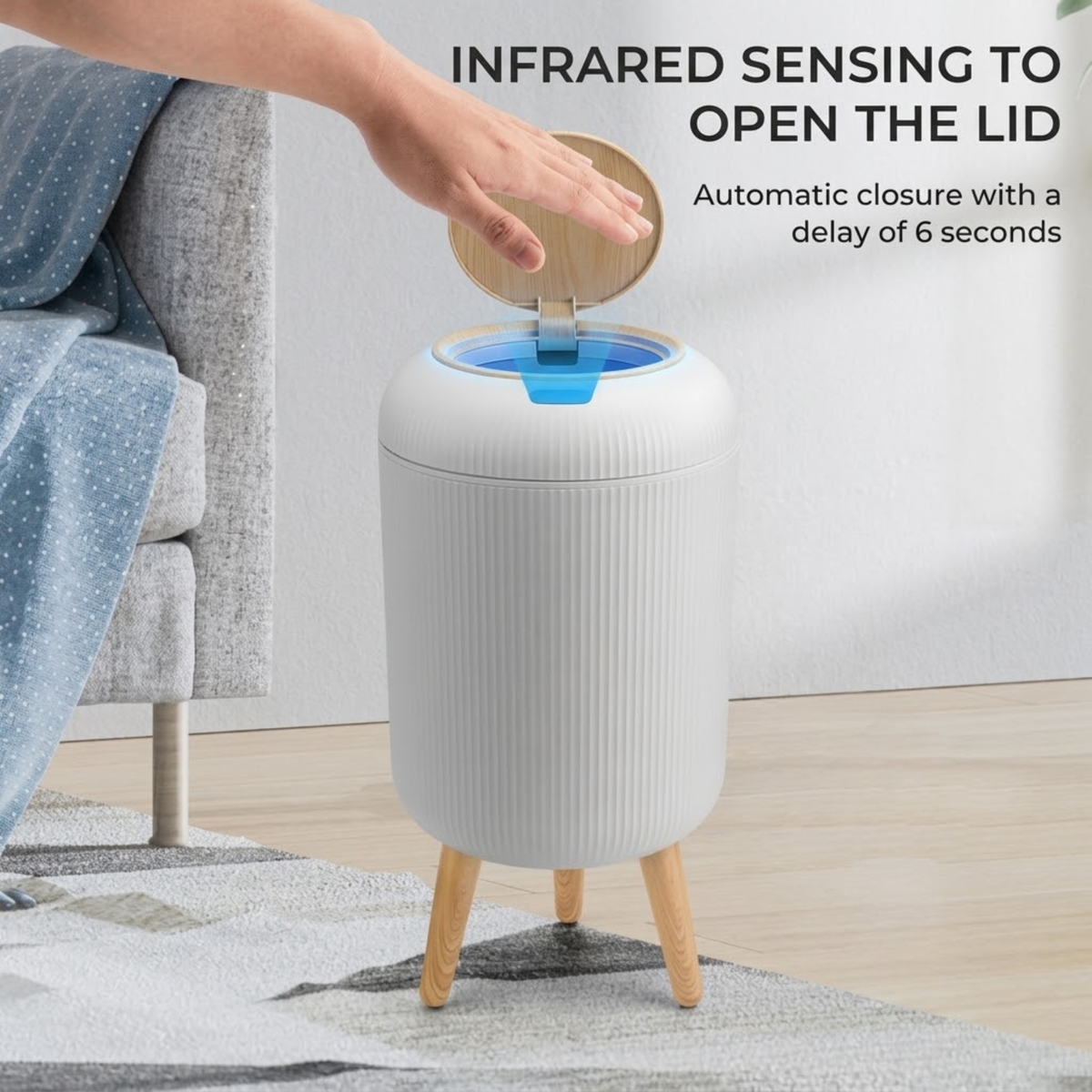 Steadrex™ – Touchless Smart Trash Can with Nordic Design