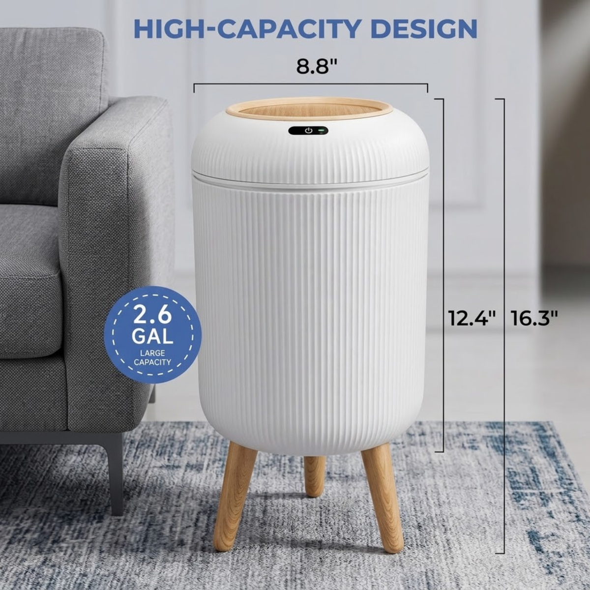 Steadrex™ – Touchless Smart Trash Can with Nordic Design