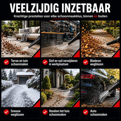 STEADREX R3 Pro Draadloze Bladblazer met Krachtige TurboVentilator, Borstelloze Motor van Zuiver Koper, Inclusief Accu – Superkrachtige Jetblower
