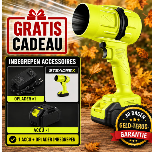 STEADREX R3 Pro Draadloze Bladblazer met Krachtige TurboVentilator, Borstelloze Motor van Zuiver Koper, Inclusief Accu – Superkrachtige Jetblower
